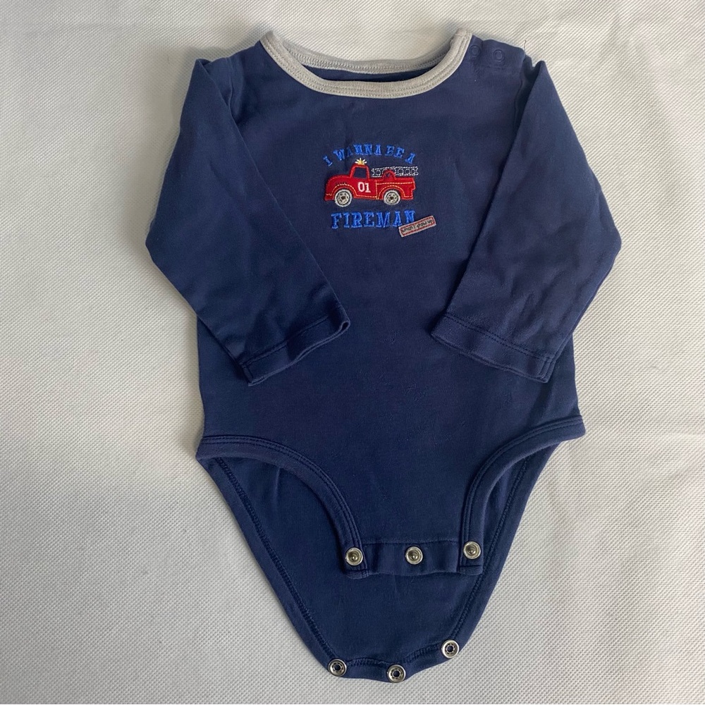 Carters I Wanna Be A Fireman Long Sleeve Bodysuit Navy 12 Months